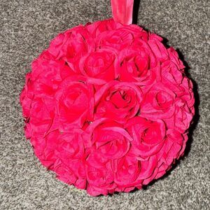 Ball of pink faux roses decoration